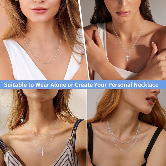 Solid 18K Gold Over 925 Sterling Silver Chain Necklace for Women Girls, 0.8mm Bo - Picture 5 of 5